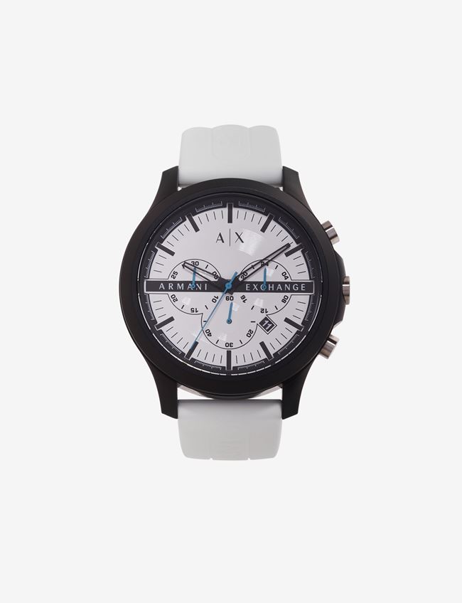 Armani Exchange Analog Watches Bianco Acciaio, Plastica, Ottone, Cristallo, Silicone