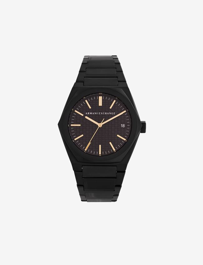Armani Exchange Analog Watches Nero Acciaio Inox, Cristallo, Plastica