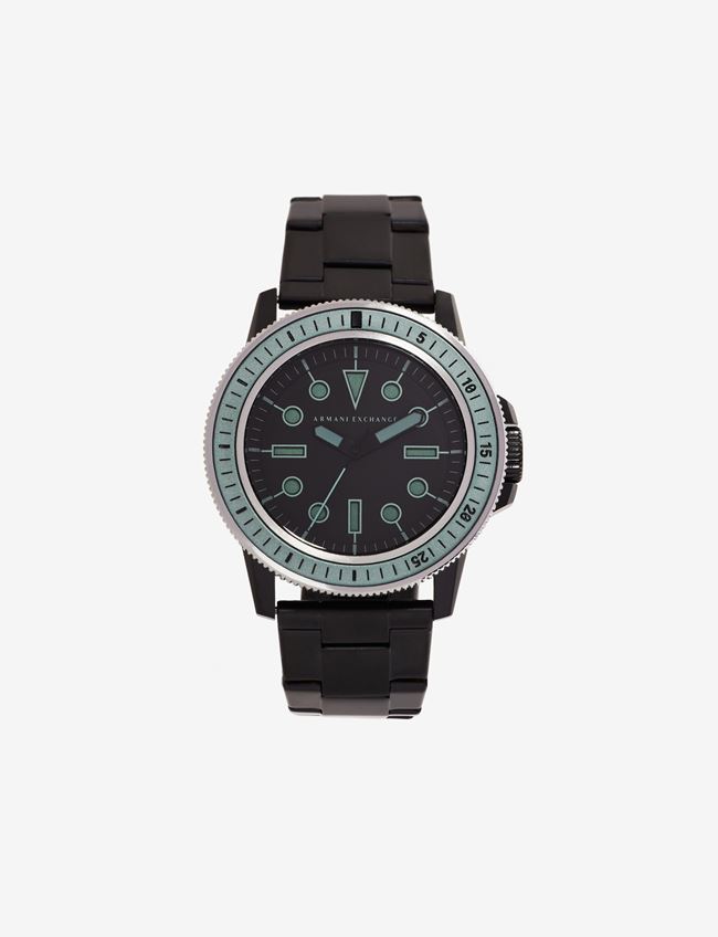 Armani Exchange Analog Watches Nero Acciaio Inox, Cristallo