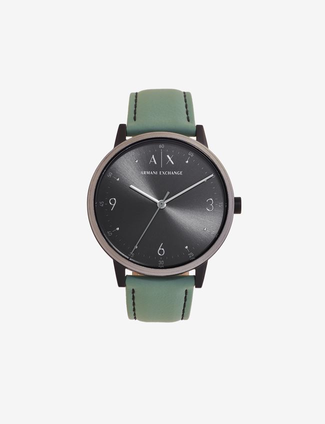 Armani Exchange Analog Watches Verde Acciaio Inox, Pelle, Cristallo, Plastica