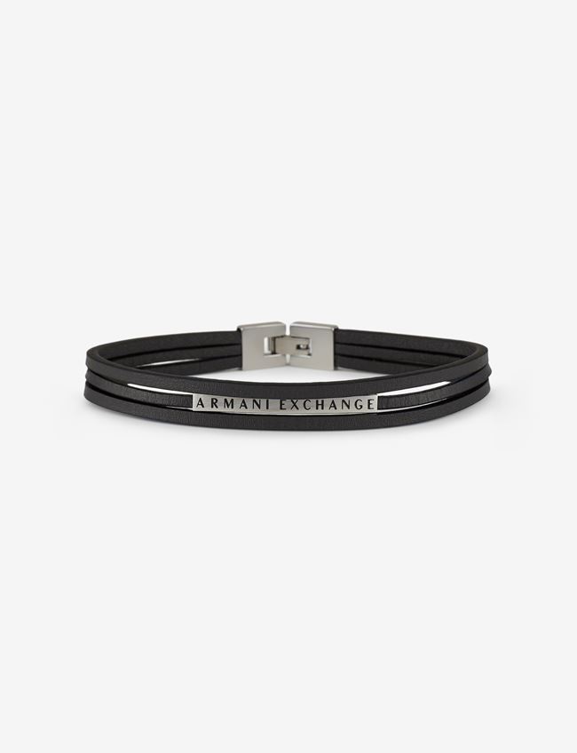Armani Exchange Bracelets Nero Pelle, Acciaio Inox