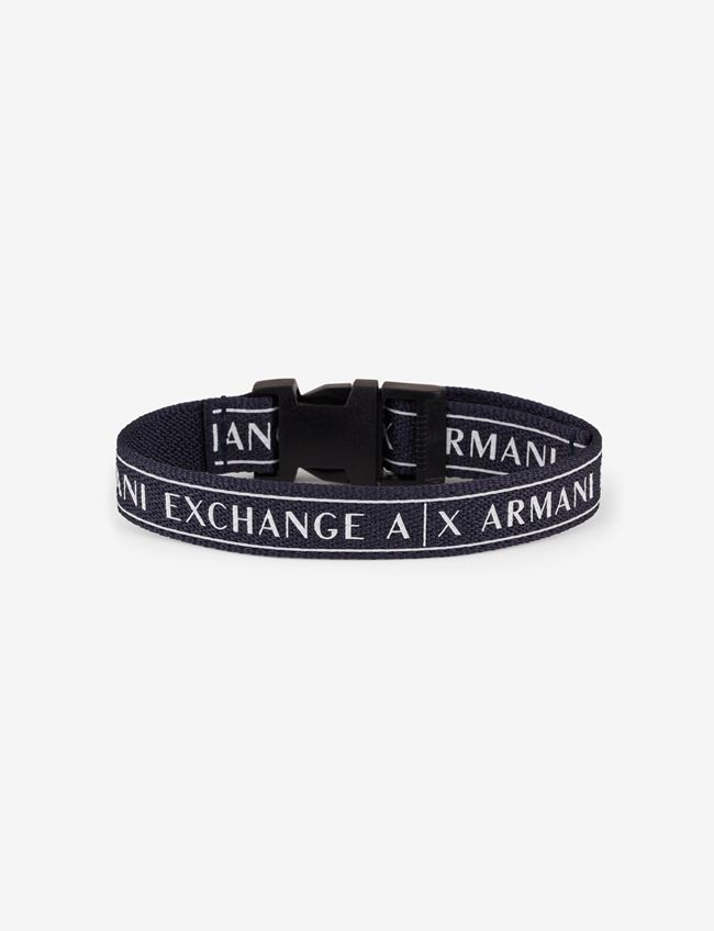 Armani Exchange Bracelets Blu Navy Pet Riciclato, Nylon