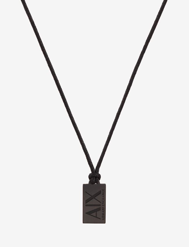 Armani Exchange Collana Nero Acciaio Inox, Cotone, Lacca