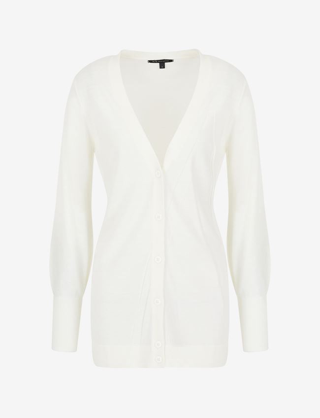 Armani Exchange Cardigan Avorio Lana Vergine