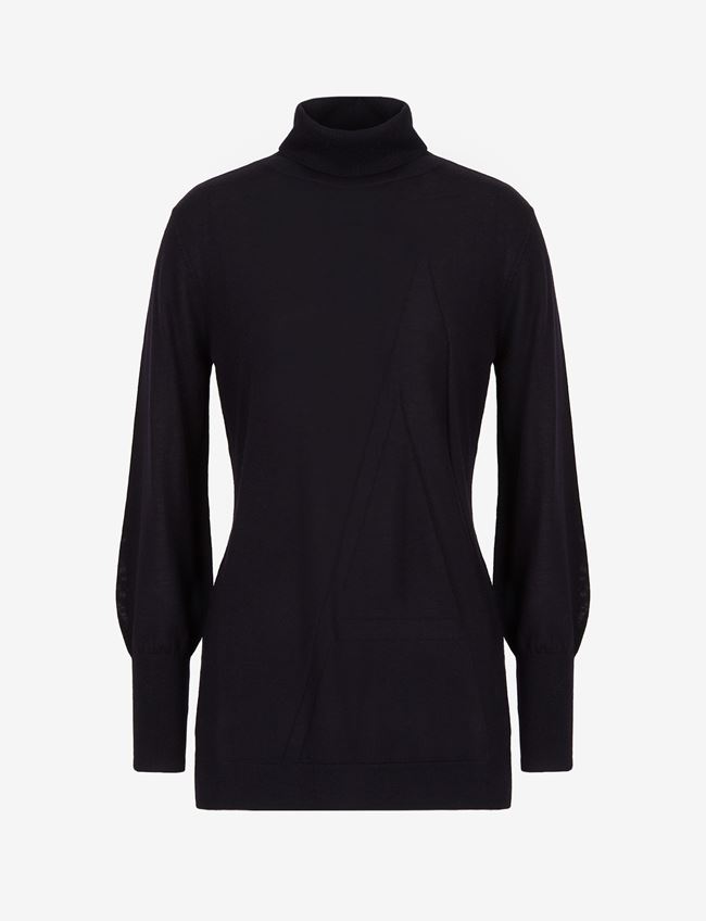 Armani Exchange Maglia A Collo Alto Blu Navy Lana Vergine