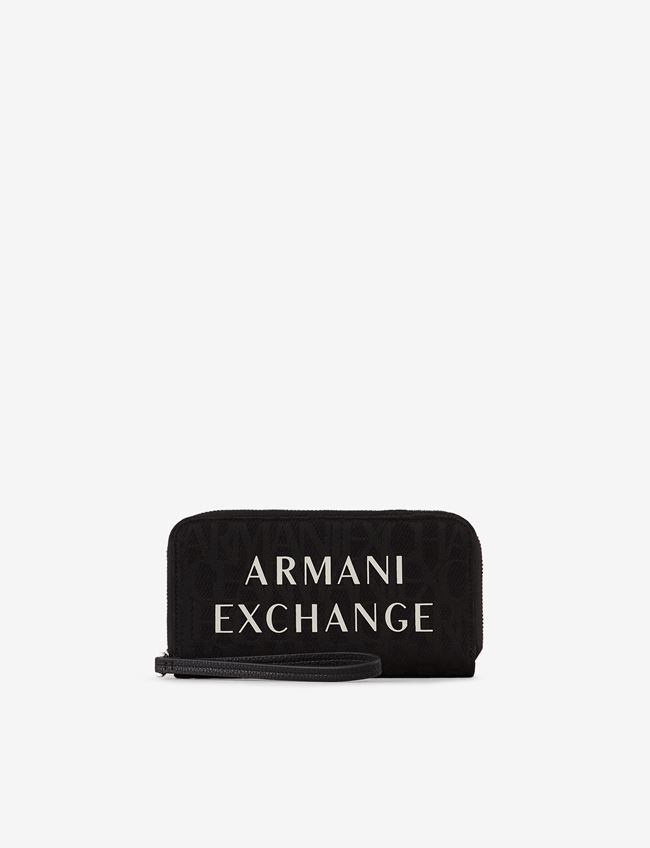 Armani Exchange Portafoglio Nero Poliestere, Cotone