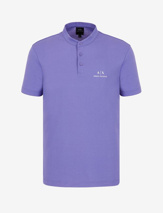 Armani Exchange Short Sleeves Polo Purple Cotton | ModeSens