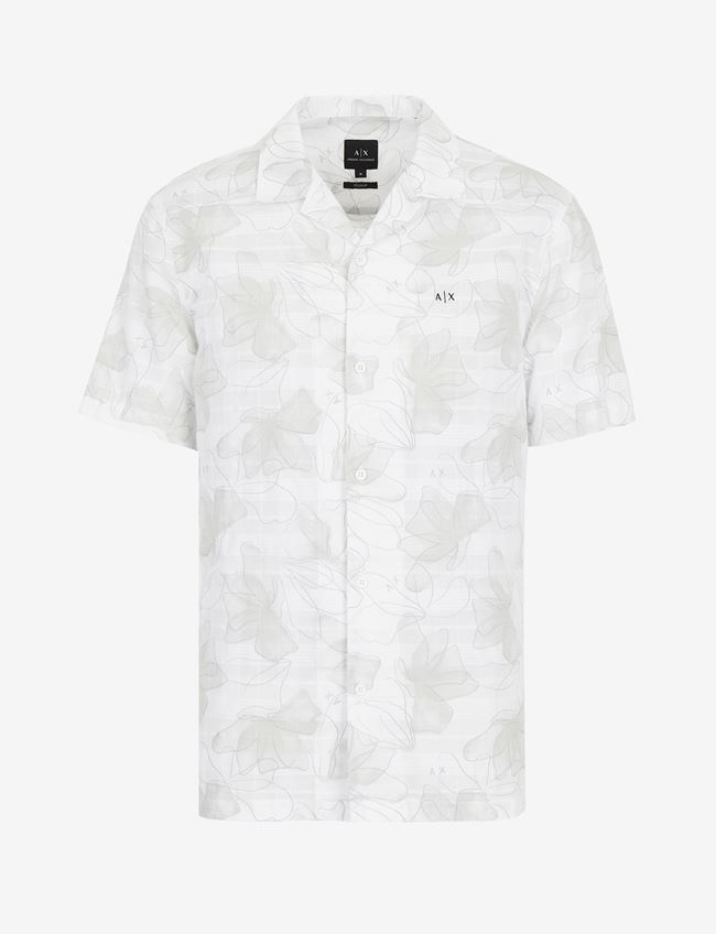 Armani Exchange Camicia Con Stampa Bianco Cotone