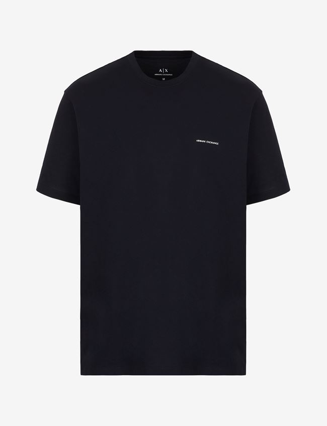 Armani Exchange T-Shirt Con Logo Blu Navy Cotone