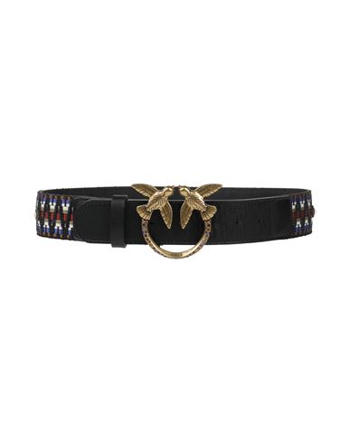 Pinko Woman Belt Black Size Xs Soft Leather, Textile Fibers In Black