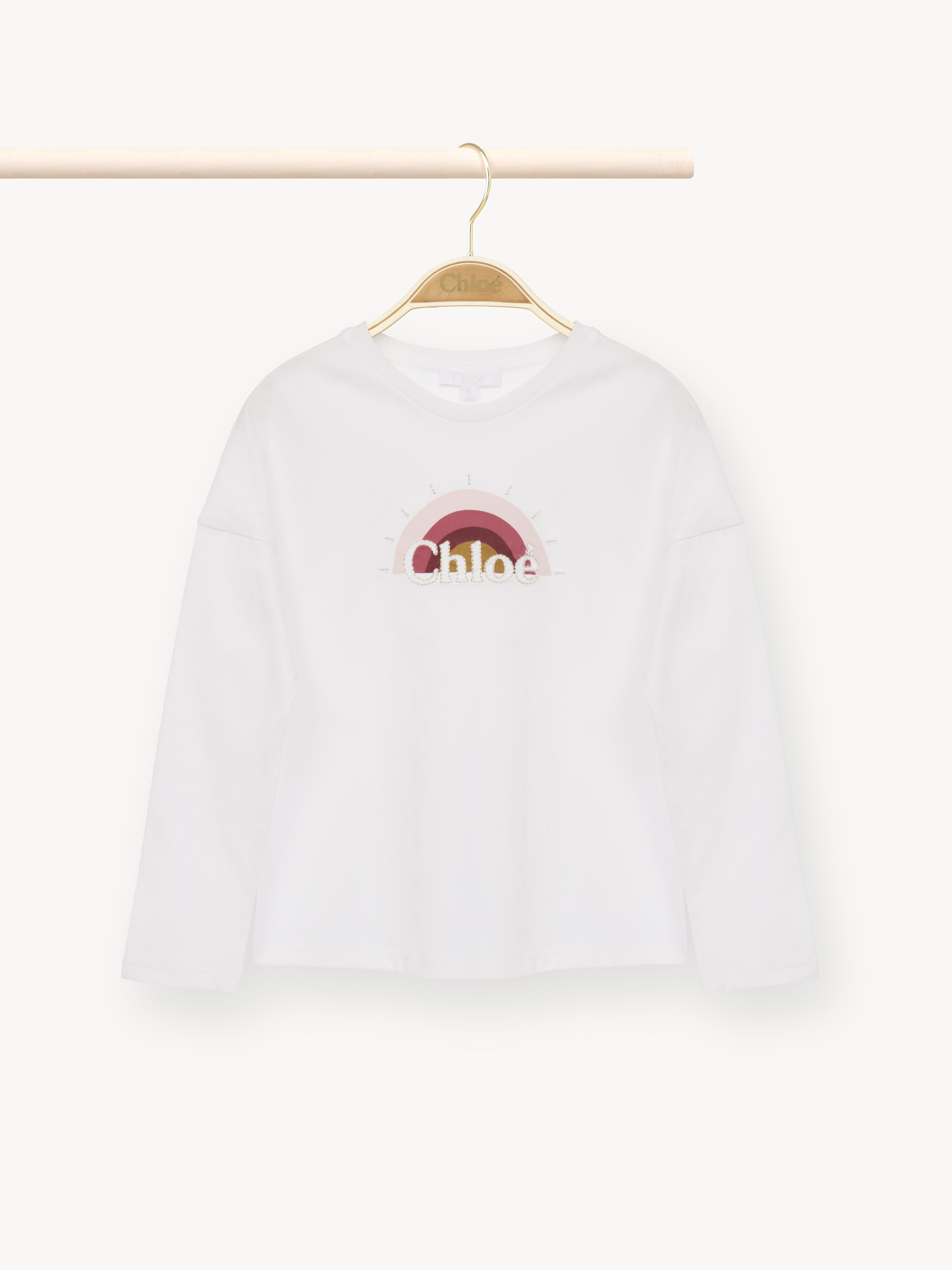 Chloé T-shirt Manches Longues Fille Blanc Taille 6 100% Coton