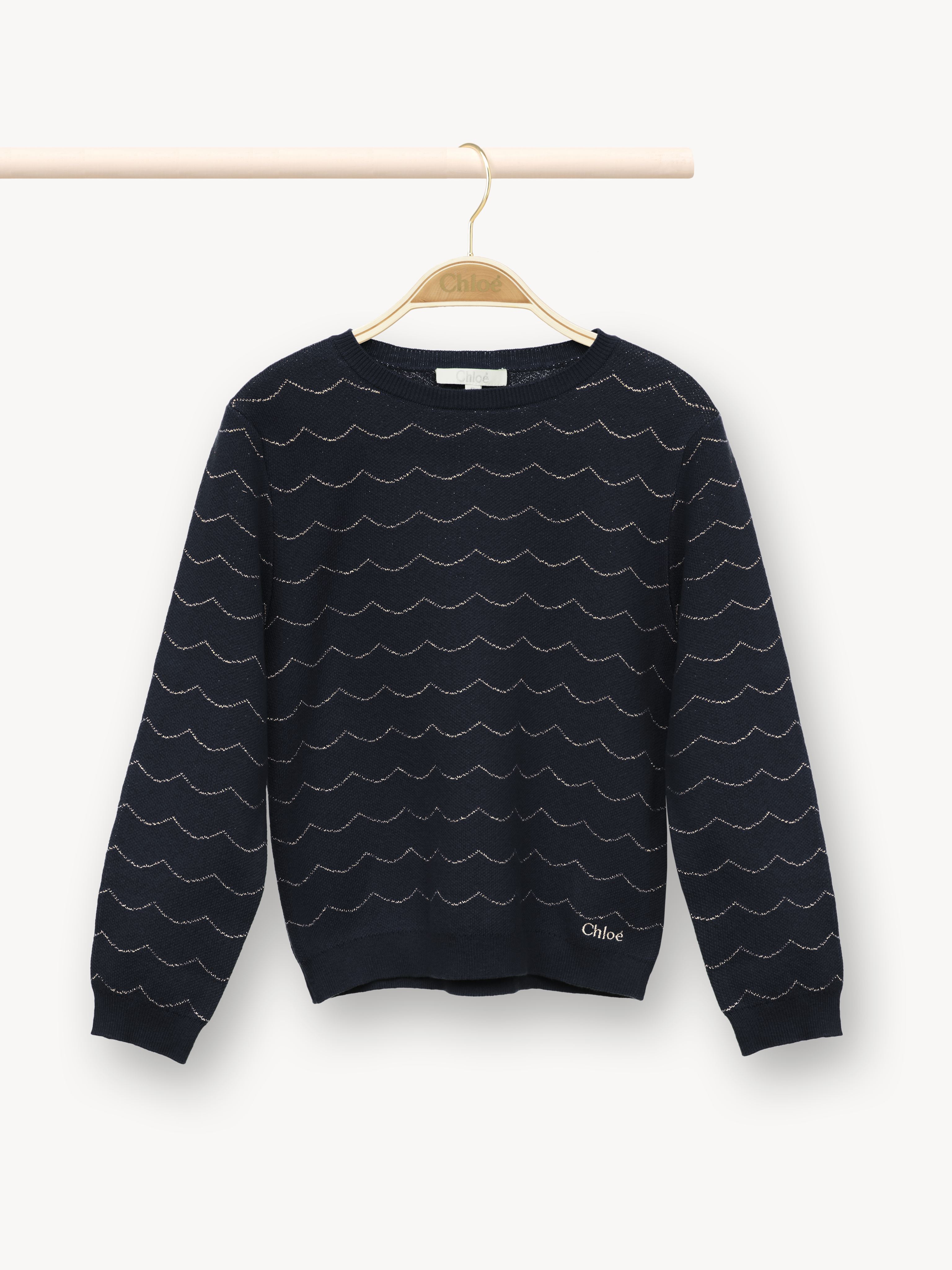 Chloé Knit Sweater Blue Size 6 59% Cotton, 30% Viscose, 8% Wool, 3% Metallic Fiber