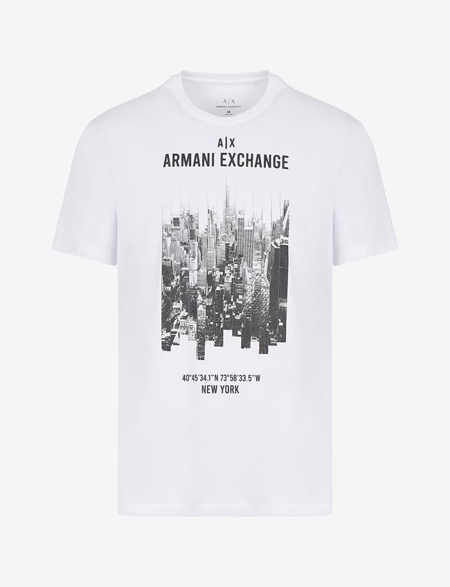 Armani Exchange T-Shirt Con Stampa Bianco Cotone