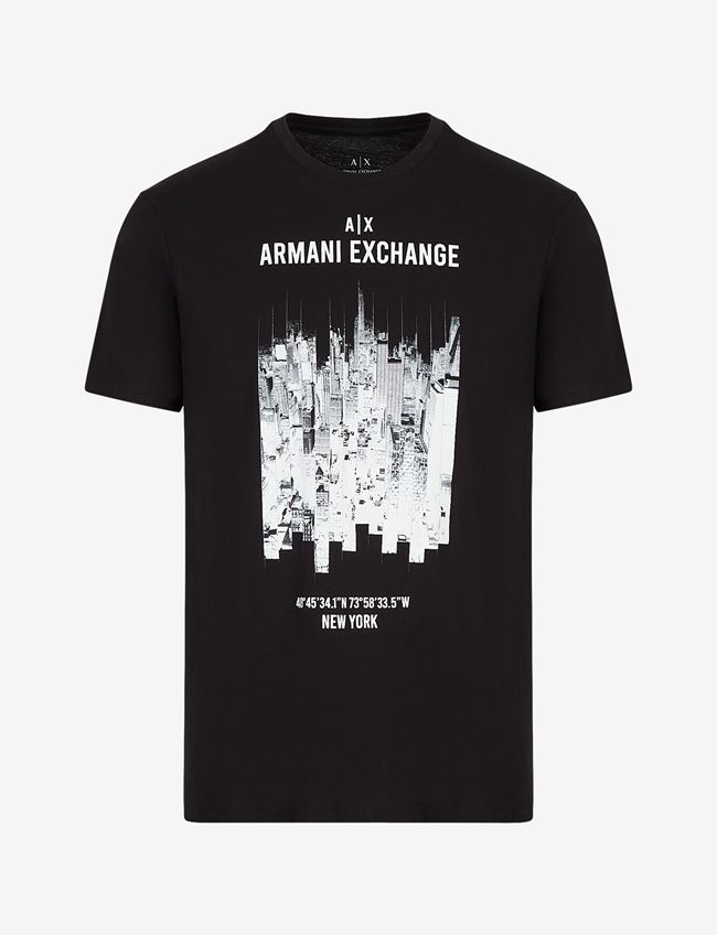 Armani Exchange T-Shirt Con Stampa Nero Cotone