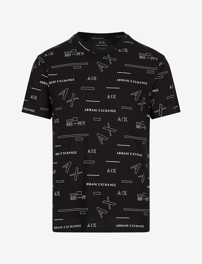 Armani Exchange T-Shirt Con Stampa Nero Cotone