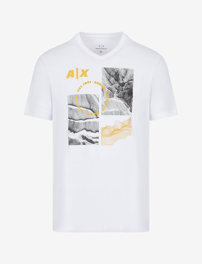 Armani Exchange T-Shirt Con Stampa Bianco Cotone
