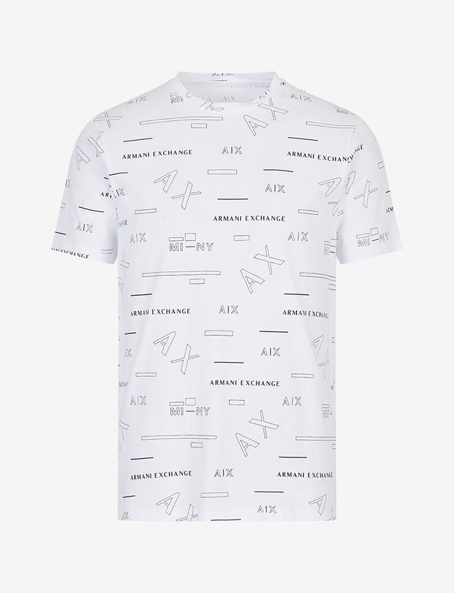 Armani Exchange T-Shirt Con Stampa Bianco Cotone
