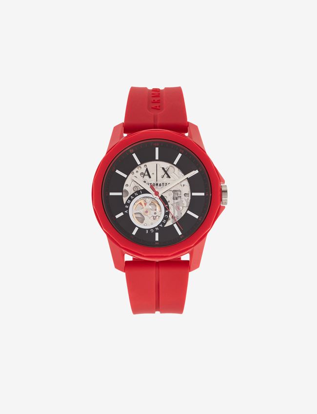 Armani Exchange Analog Watches Rosso Plastica, Acciaio Inox, Silicone , Cristallo, Ottone