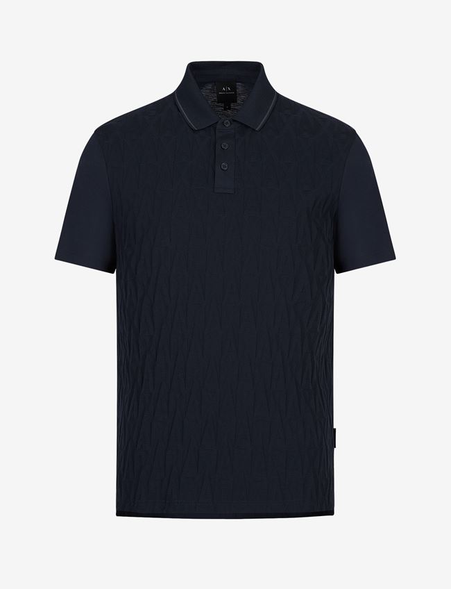 Armani Exchange Polo A Maniche Corte Blu Navy Cotone
