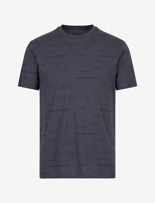 Armani Exchange T-Shirt Con Stampa Grigio Scuro Cotone