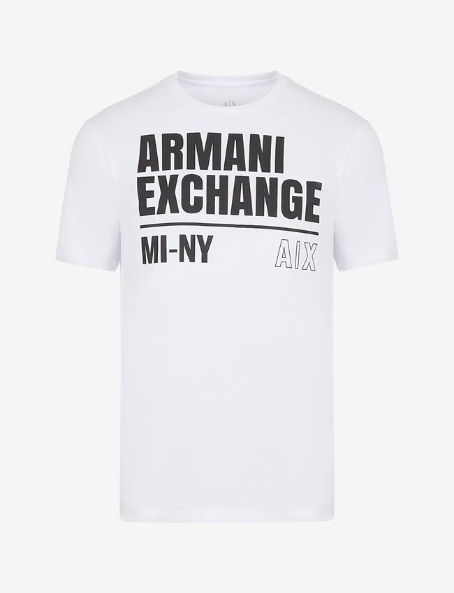 Armani Exchange T-Shirt Con Logo Bianco Cotone