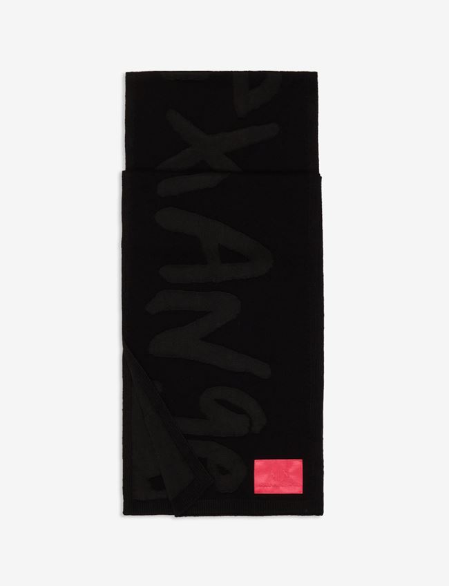 Armani Exchange Sciarpa Nero Viscosa, Lana, Acrilico