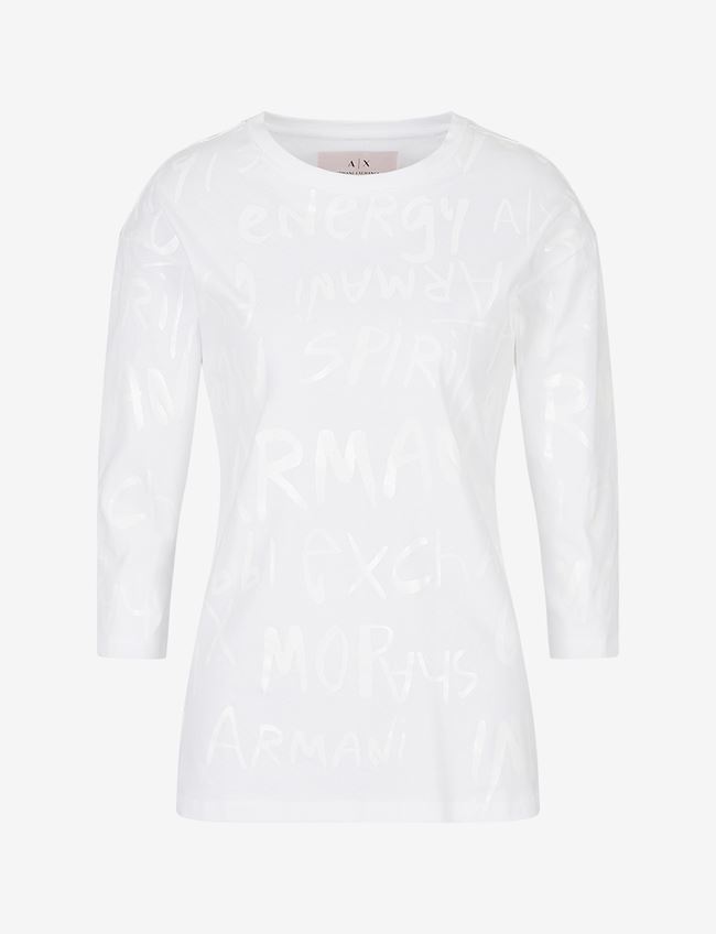 Armani Exchange T-Shirt Con Stampa Bianco Cotone