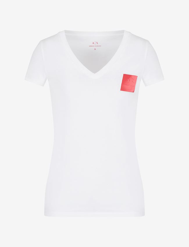 Armani Exchange T-Shirt Con Logo Bianco Cotone