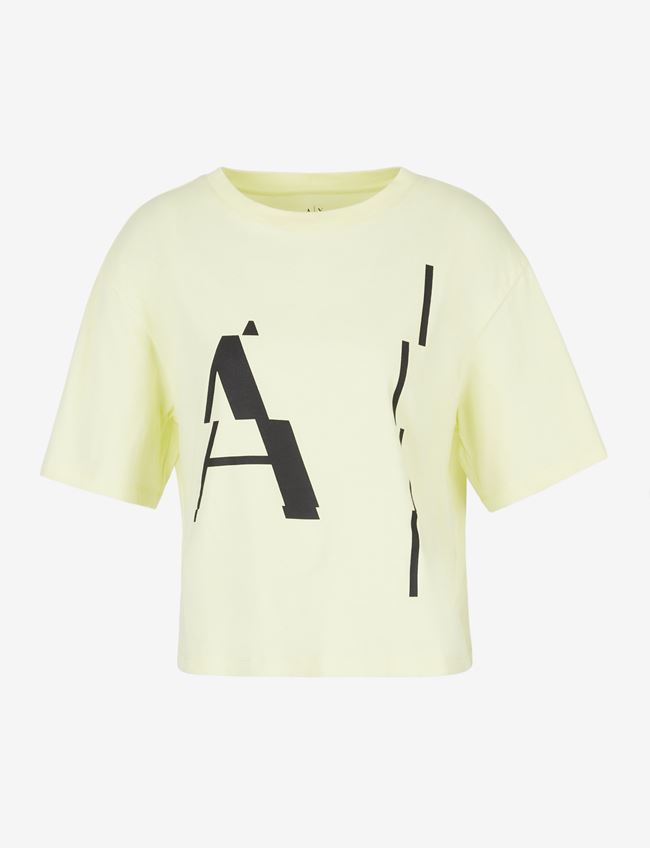 Armani Exchange T-Shirt Con Logo Verde Cotone