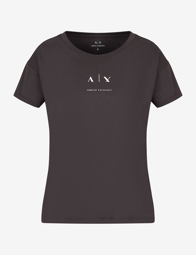 Armani Exchange T-Shirt Con Logo Grigio Scuro Cotone