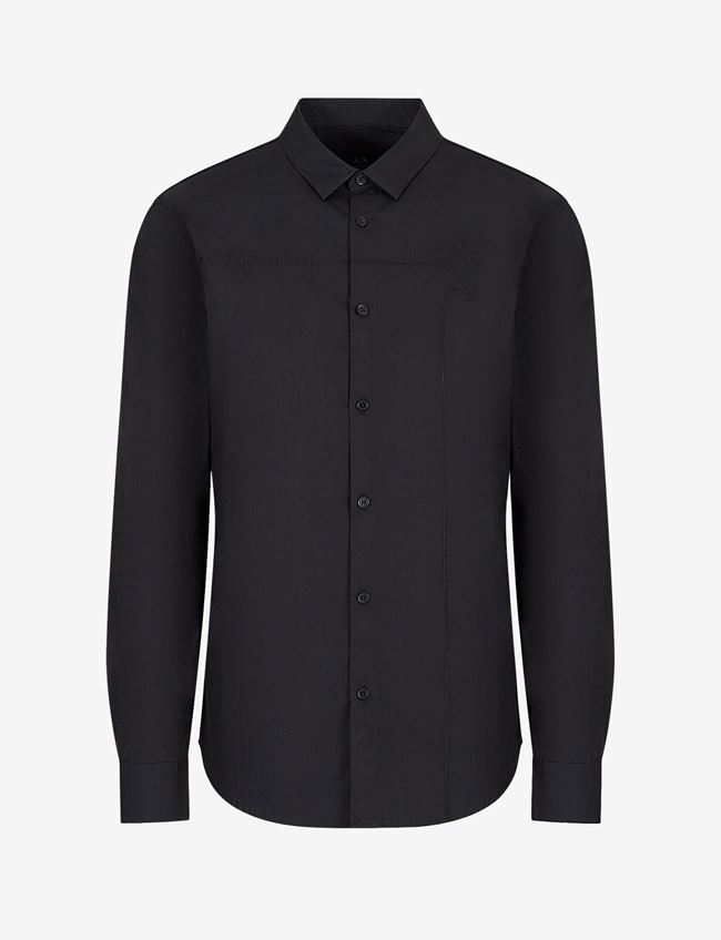 Armani Exchange Camicia A Tinta Unita Nero Cotone