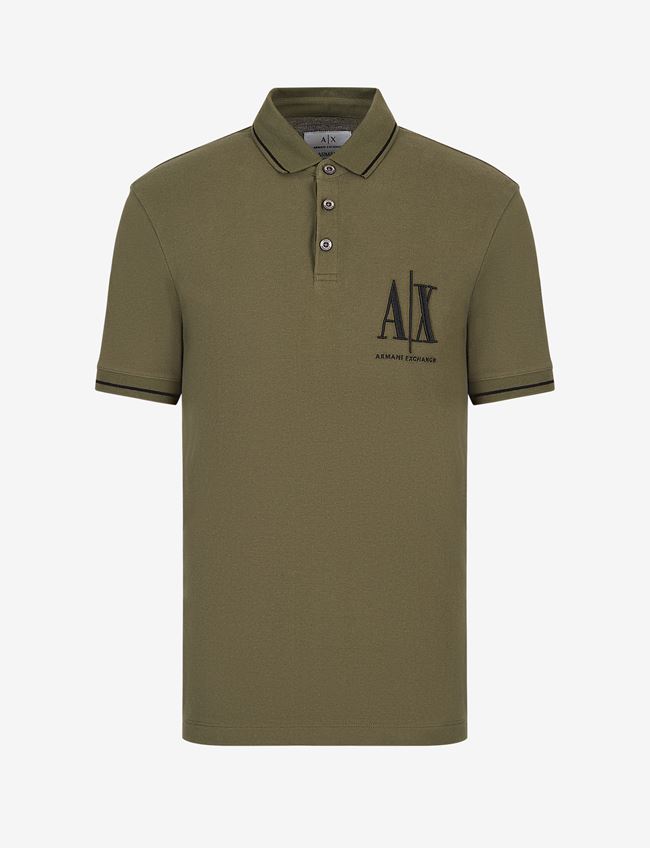 Armani Exchange Polo A Maniche Corte Verde Cotone