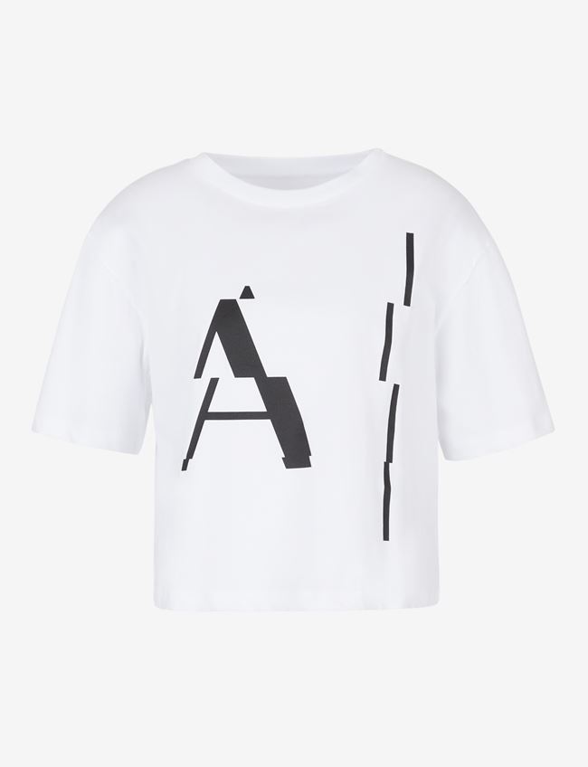 Armani Exchange T-Shirt Con Logo Bianco Cotone