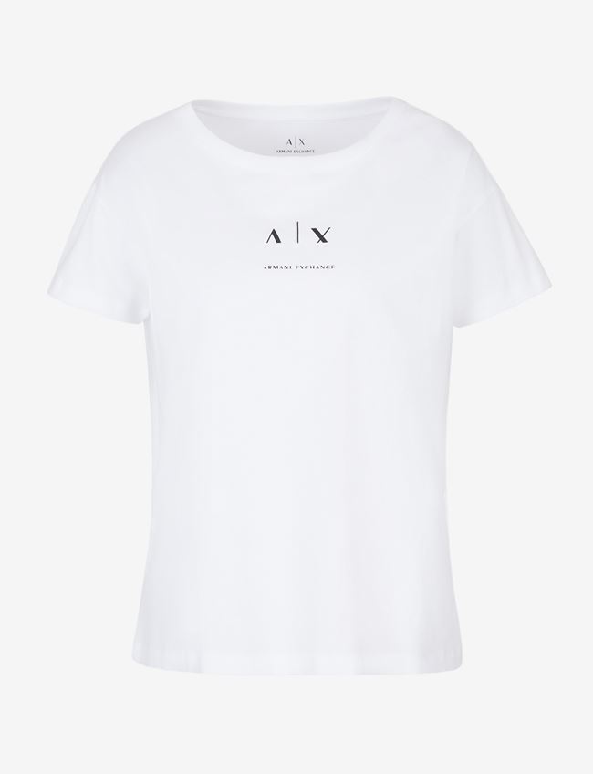 Armani Exchange T-Shirt Con Logo Bianco Cotone