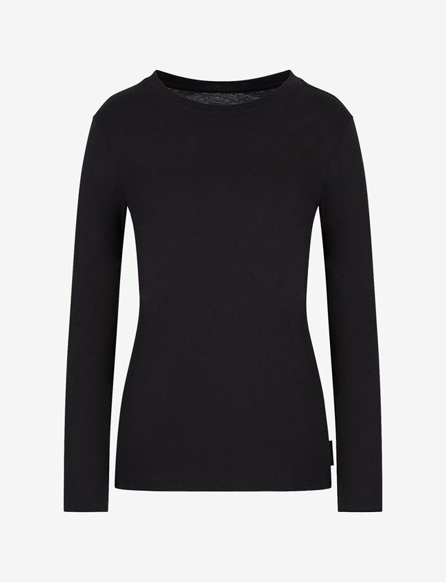 Armani Exchange T-Shirt A Tinta Unita Nero Cotone