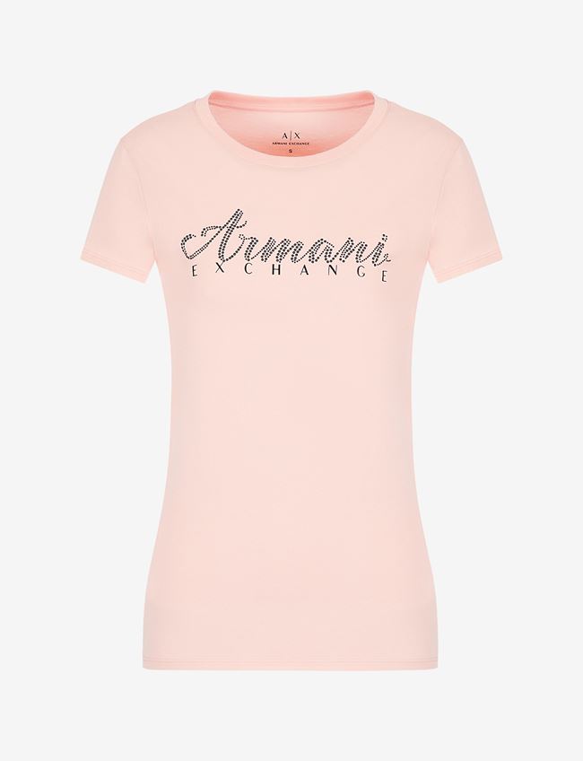 Armani Exchange T-Shirt Con Logo Salmone Cotone