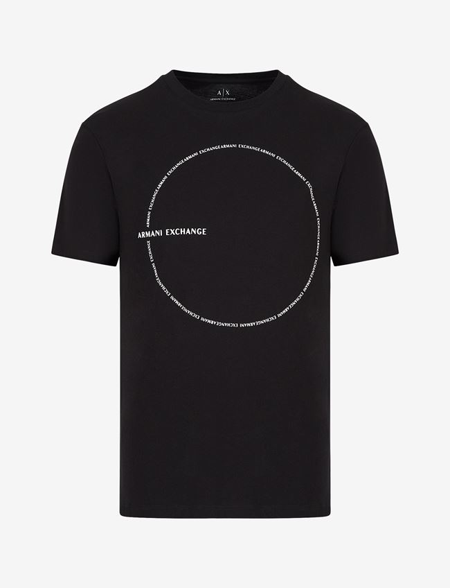 Armani Exchange T-Shirt Con Stampa Nero Cotone