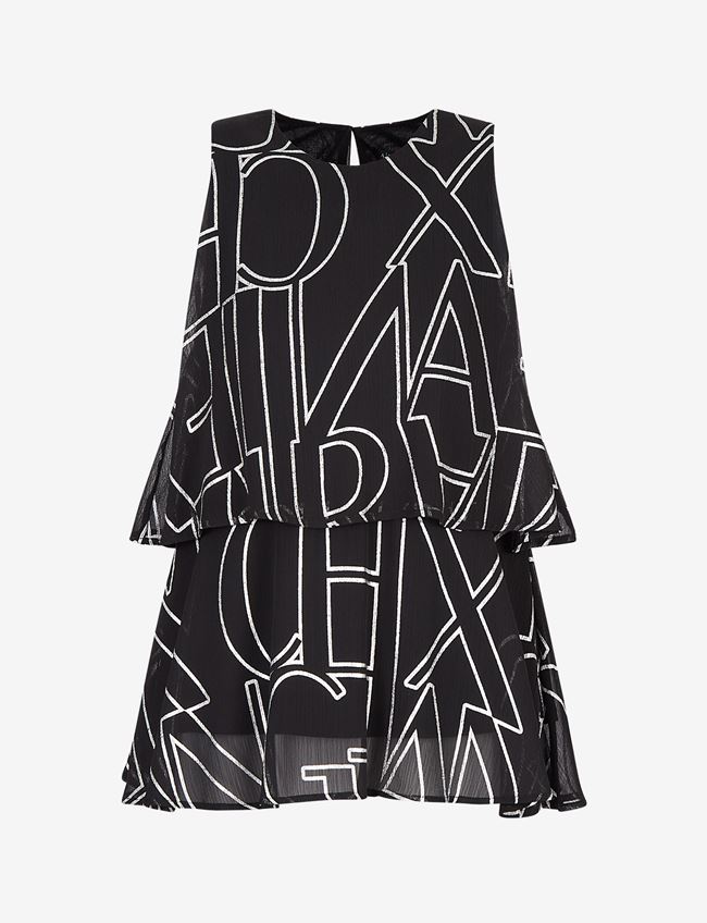 Armani Exchange Top Con Stampa Nero Poliestere