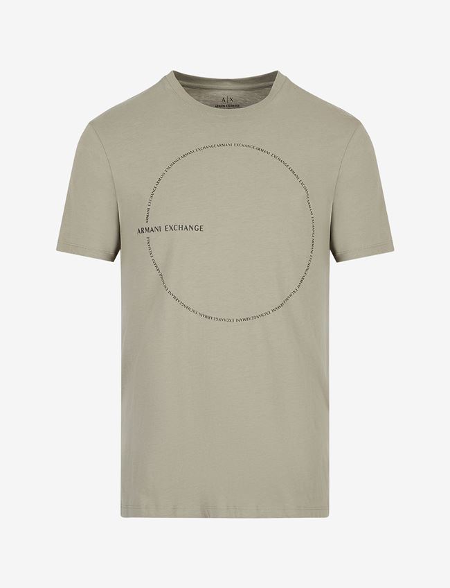 Armani Exchange T-Shirt Con Stampa Verde Cotone
