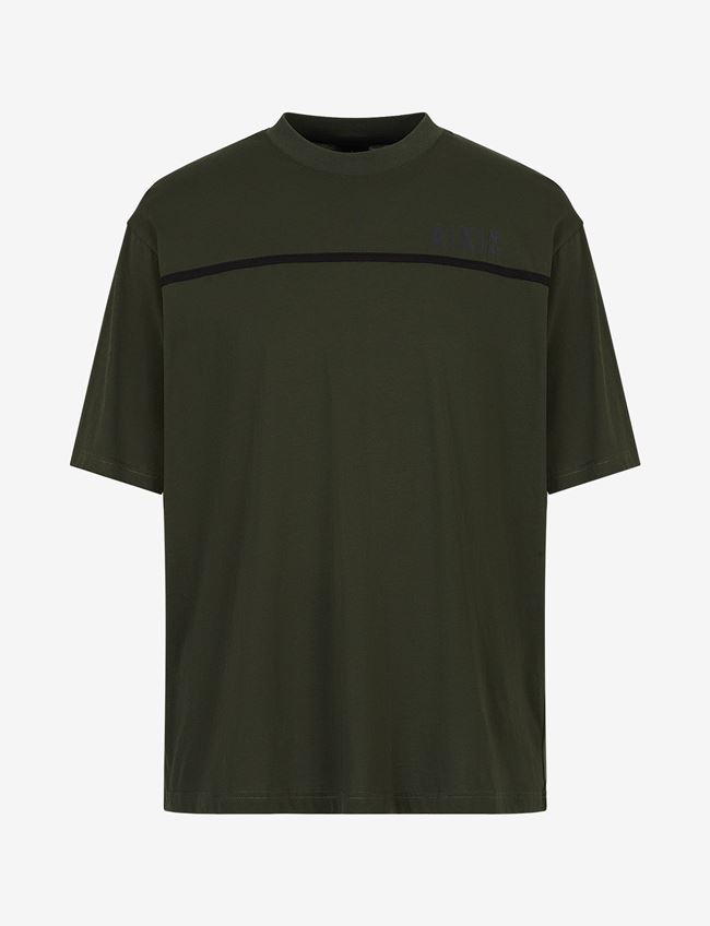 Armani Exchange T-Shirt Con Logo Verde Scuro Cotone