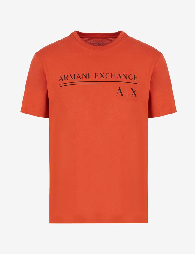 Armani Exchange T-Shirt Con Logo Arancione Cotone
