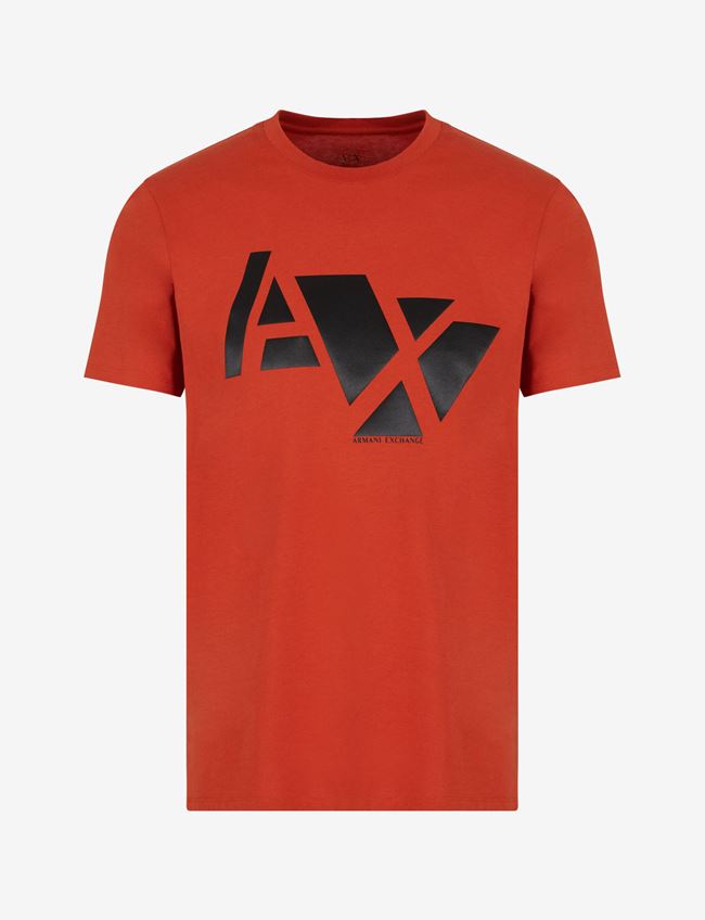 Armani Exchange T-Shirt Con Logo Arancione Cotone