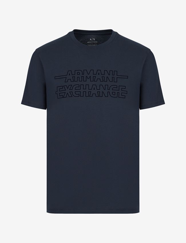 Armani Exchange T-Shirt Con Logo Blu Navy Cotone