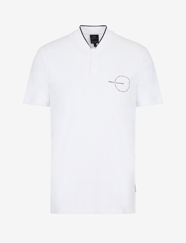 Armani Exchange Polo A Maniche Corte Bianco Cotone, Elastan