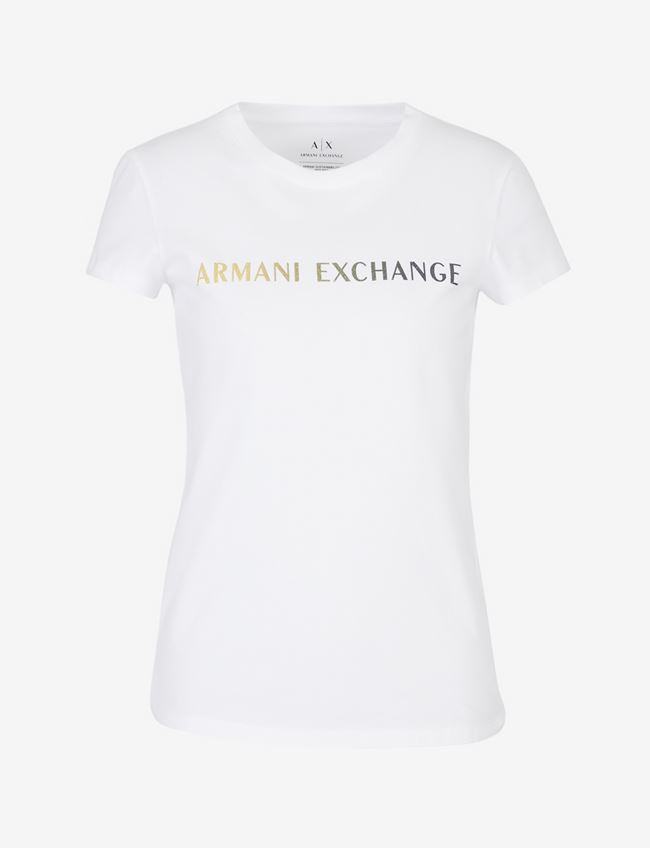 Armani Exchange T-Shirt Con Logo Bianco Cotone
