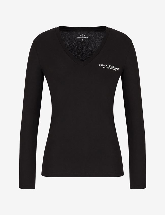 Armani Exchange T-Shirt Con Logo Nero Cotone