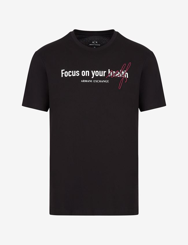 Armani Exchange T-Shirt Con Stampa Nero Cotone