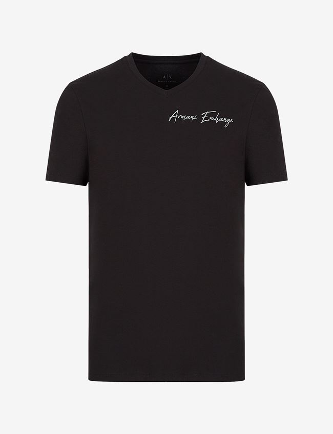 Armani Exchange T-Shirt Con Logo Nero Cotone, Elastan