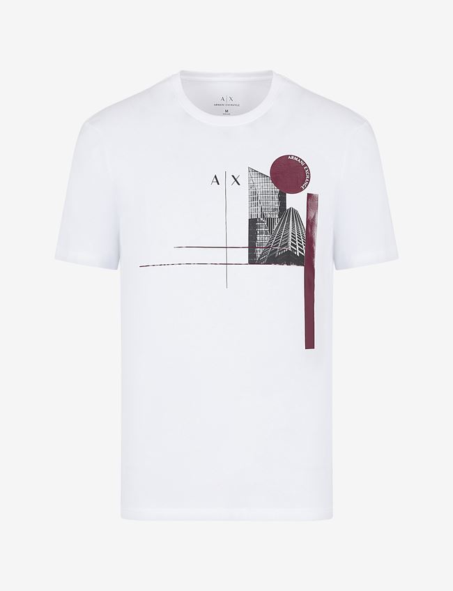 Armani Exchange T-Shirt Con Stampa Bianco Cotone