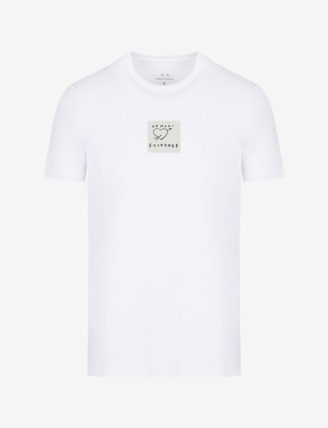 Armani Exchange T-Shirt Con Stampa Bianco Cotone
